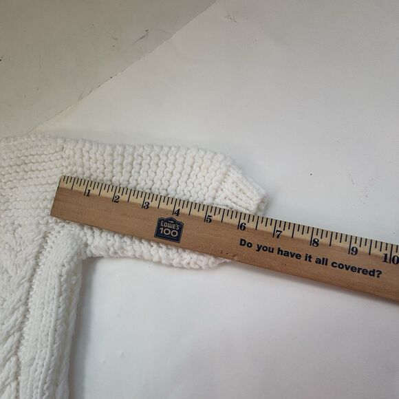 Handmade Cable Knit Baby Sweater Cardigan White Blue Buttons Newborn 0-3M EUC - Picture 8 of 10